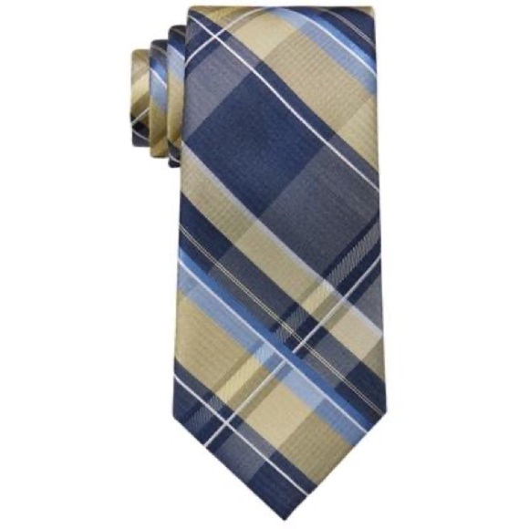 Michael Kors Men's Plaid Tie - Yellow Multi - Picture 8 of 8